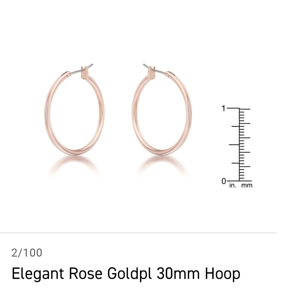 Rose Gold Hoop Earrings - Picture 3 of 5
